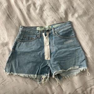 Off white denim mini shorts